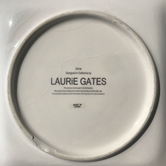 4  Square Dinner Plates By Laurie Gates “Anna”  Blue Black And White Flo… - Picture 9 of 10